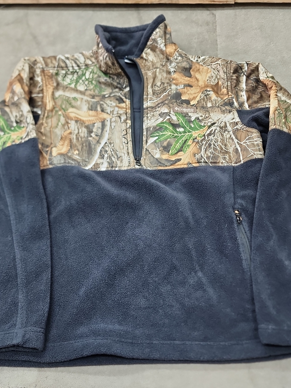 Columbia Men’s Black Fleece Pullover with Camo Yoke